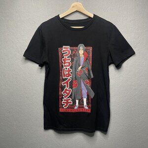 Naruto Itachi Uchiha Graphic Black T-Shirt Anime Design Mens S